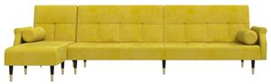 Canapea extensibilă în formă de L galben 271x140x70 cm catifea
