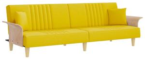 Canapea extensibilă cu cotiere, galben deschis, textil