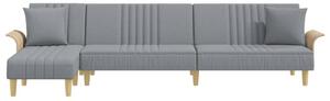 Canapea extensibilă în formă de L gri 279x140x70 cm catifea