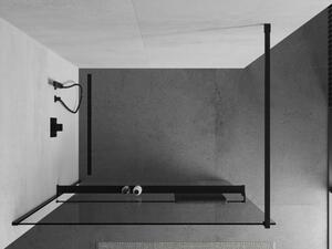 Mexen Kioto+ perete de duș cu raft și cuier 70 x 200 cm, transparent 8 mm, Neagră - 800-070-121-70-00