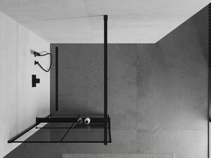 Mexen Kioto+ perete de duș cu raft și cuier 80 x 200 cm, transparent/Model negru 8 mm, Neagră - 800-080-121-70-77