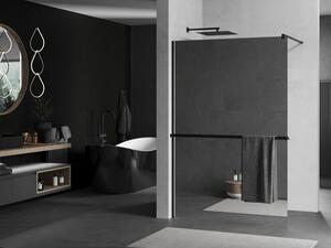 Mexen Kioto+ perete de duș cu raft și cuier 70 x 200 cm, Oglindă 8 mm, Neagră - 800-070-121-70-50