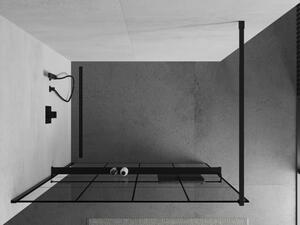 Mexen Kioto+ perete de duș cu raft și cuier 130 x 200 cm, transparent/Model negru 8 mm, Neagră - 800-130-121-70-77