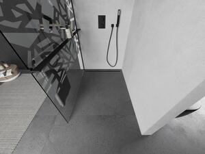 Mexen Kioto+ perete de duș cu raft și cuier 70 x 200 cm, transparent/Model alb 8 mm, Neagră - 800-070-121-70-85