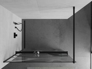 Mexen Kioto+ perete de duș cu raft și cuier 70 x 200 cm, transparent/Model alb 8 mm, Neagră - 800-070-121-70-97
