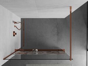 Mexen Kioto+ perete de duș cu raft și cuier 70 x 200 cm, transparent/Model alb 8 mm, Roz-auriu - 800-070-121-60-85
