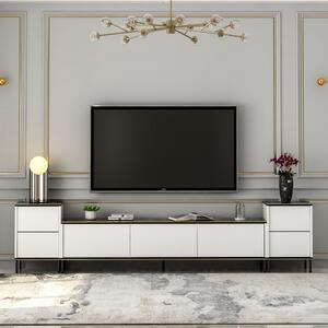 Comoda TV cu noptiere 260 X 60 X 35 Imaj - White, Marble