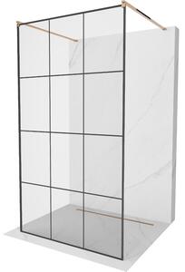 Mexen Kioto, paravan de duș 100 x 200 cm, sticlă transparentă de 8 mm - model negru, 2x distanțier stabilizator auriu, profil auriu roz, 800-100-002-…