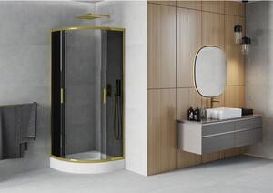 Mexen Rio cabină de duș semirotundă 70 x 70 cm, Grafit, Aurie + cadă de duș Rio, Albă - 863-070-070-50-40-4710