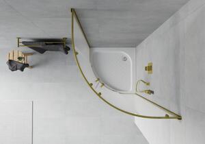 Mexen Rio cabină de duș semirotundă 70 x 70 cm, Înghețat, Aurie + cadă de duș Rio, Albă - 863-070-070-50-30-4710