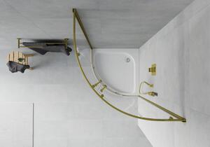 Mexen Rio cabină de duș semirotundă 70 x 70 cm, transparent, Aurie + cadă de duș Rio, Albă - 863-070-070-50-00-4710