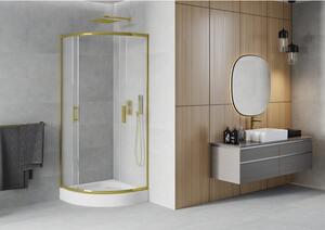 Mexen Rio cabină de duș semirotundă 70 x 70 cm, Înghețat, Aurie + cadă de duș Rio, Albă - 863-070-070-50-30-4710