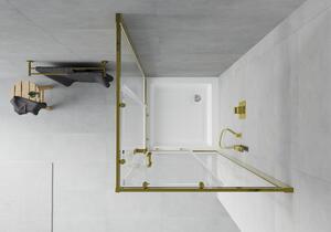 Mexen Rio cabină de duș pătrată 70 x 70 cm, transparent, Aurie + cadă de duș Rio, Albă - 860-070-070-50-00-4510