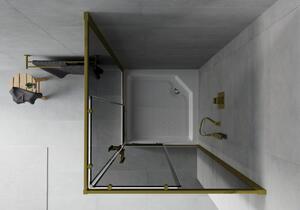 Mexen Rio cabină de duș pătrată 90 x 90 cm, Grafit, Aurie + cadă de duș Rio, Albă - 860-090-090-50-40-4510