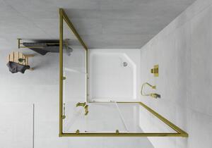 Mexen Rio cabină de duș pătrată 90 x 90 cm, transparent, Aurie + cadă de duș Rio, Albă - 860-090-090-50-00-4510