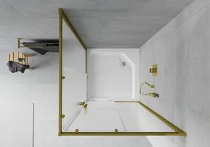 Mexen Rio cabină de duș pătrată 90 x 90 cm, Înghețat, Aurie + cadă de duș Rio, Albă - 860-090-090-50-30-4510