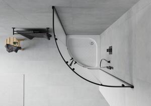 Mexen Rio cabină de duș semirotundă 70 x 70 cm, Înghețat, Neagră + cadă de duș Rio, Albă - 863-070-070-70-30-4710