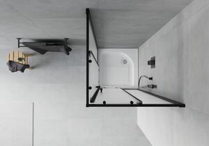 Mexen Rio cabină de duș pătrată 70 x 70 cm, Înghețat, Neagră + cadă de duș Rio, Albă - 860-070-070-70-30-4510
