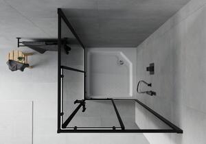 Mexen Rio cabină de duș pătrată 90 x 90 cm, Grafit, Neagră + cadă de duș Rio, Albă - 860-090-090-70-40-4510