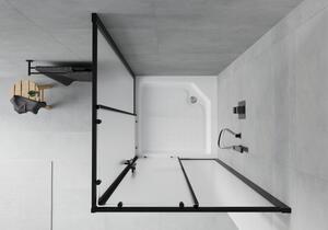Mexen Rio cabină de duș pătrată 90 x 90 cm, Înghețat, Neagră + cadă de duș Rio, Albă - 860-090-090-70-30-4510