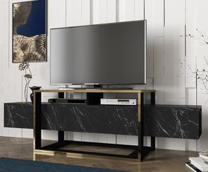 Comoda TV Bianco Negru cu Auriuiu 160 X 49.8 X 46.1