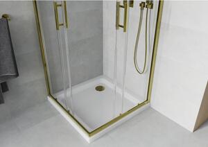 Mexen Rio cabină de duș pătrată 70 x 70 cm, transparent, Aurie + cadă de duș Flat, Albă - 860-070-070-50-00-4010G