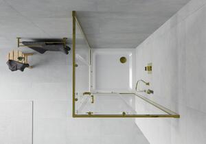 Mexen Rio cabină de duș pătrată 70 x 70 cm, transparent, Aurie + cadă de duș Flat, Albă - 860-070-070-50-00-4010G