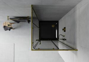 Mexen Rio cabină de duș pătrată 70 x 70 cm, Grafit, Aurie + cadă de duș Flat, Neagră - 860-070-070-50-40-4070G