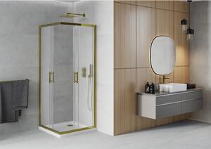 Mexen Rio cabină de duș pătrată 70 x 70 cm, Înghețat, Aurie + cadă de duș Flat, Albă - 860-070-070-50-30-4010G