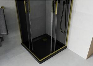 Mexen Rio cabină de duș pătrată 70 x 70 cm, Grafit, Aurie + cadă de duș Flat, Neagră - 860-070-070-50-40-4070G