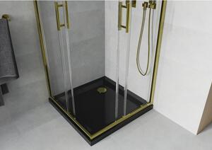 Mexen Rio cabină de duș pătrată 70 x 70 cm, transparent, Aurie + cadă de duș Flat, Neagră- 860-070-070-50-00-4070G