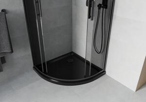 Mexen Rio cabină de duș semirotundă 80 x 80 cm, Grafit, Neagră + cadă de duș Flat, Neagră -863-080-080-70-40-4170B
