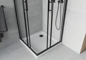 Mexen Rio cabină de duș pătrată 70 x 70 cm, transparent, Neagră + cadă de duș Flat, Albă - 860-070-070-70-00-4010B