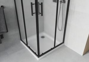 Mexen Rio cabină de duș pătrată 70 x 70 cm, Înghețat, Neagră + cadă de duș Flat, Albă - 860-070-070-70-30-4010B