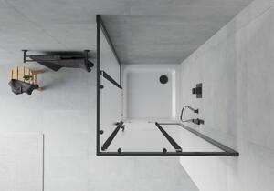 Mexen Rio cabină de duș pătrată 70 x 70 cm, Înghețat, Neagră + cadă de duș Flat, Albă - 860-070-070-70-30-4010B