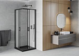 Mexen Rio cabină de duș pătrată 70 x 70 cm, Înghețat, Neagră + cadă de duș Flat, Neagră - 860-070-070-70-30-4070B