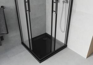 Mexen Rio cabină de duș pătrată 70 x 70 cm, Înghețat, Neagră + cadă de duș Flat, Neagră - 860-070-070-70-30-4070B