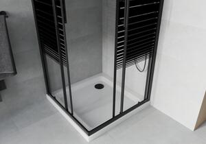 Mexen Rio cabină de duș pătrată 70 x 70 cm, Dungi, Neagră + cadă de duș Flat, Albă - 860-070-070-70-20-4010B
