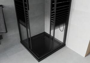 Mexen Rio cabină de duș pătrată 70 x 70 cm, Dungi, Neagră + cadă de duș Flat, Neagră - 860-070-070-70-20-4070B