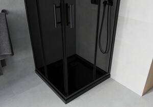Mexen Rio cabină de duș pătrată 70 x 70 cm, Grafit, Neagră + cadă de duș Flat, Neagră - 860-070-070-70-40-4070B