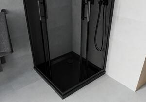 Mexen Rio cabină de duș pătrată 70 x 70 cm, Grafit, Neagră + cadă de duș Flat, Neagră - 860-070-070-70-40-4070B