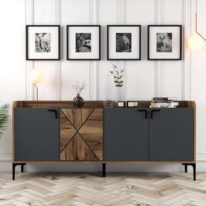 Dulap Tip Consola Venedik - Walnut, Anthracite 180 X 78 X 35