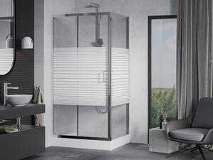Mexen Apia cabină de duș extensibilă 100 x 80 cm, Dungi, Crom + cadă de duș Rio - 840-100-080-01-20-4510