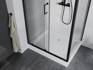 Mexen Apia cabină de duș extensibilă 100 x 80 cm, transparent, Neagră + cadă de duș Rio - 840-100-080-70-00-4510