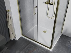 Mexen Apia cabină de duș extensibilă 90 x 70 cm, transparent, Aurie + cadă de duș Flat, Albă- 840-090-070-50-00-4010G