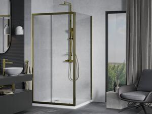 Mexen Apia cabină de duș extensibilă 90 x 90 cm, transparent, Aurie + cadă de duș Flat, Albă- 840-090-090-50-00-4010G