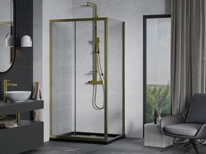 Mexen Apia cabină de duș extensibilă 90 x 70 cm, transparent, Aurie + cadă de duș Flat, Neagră - 840-090-070-50-00-4070G