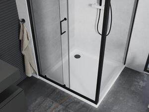 Mexen Apia cabină de duș extensibilă 90 x 90 cm, transparent, Neagră + cadă de duș Flat, Albă- 840-090-090-70-00-4010B