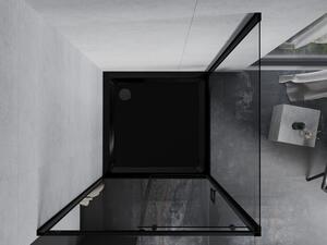 Mexen Apia cabină de duș extensibilă 90 x 90 cm, transparent, Neagră + cadă de duș Flat, Neagră - 840-090-090-70-00-4070B
