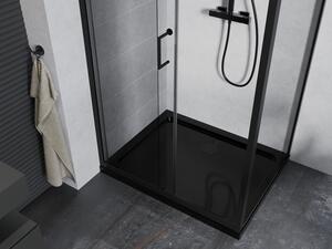 Mexen Apia cabină de duș extensibilă 90 x 70 cm, transparent, Neagră + cadă de duș Flat, Neagră - 840-090-070-70-00-4070B